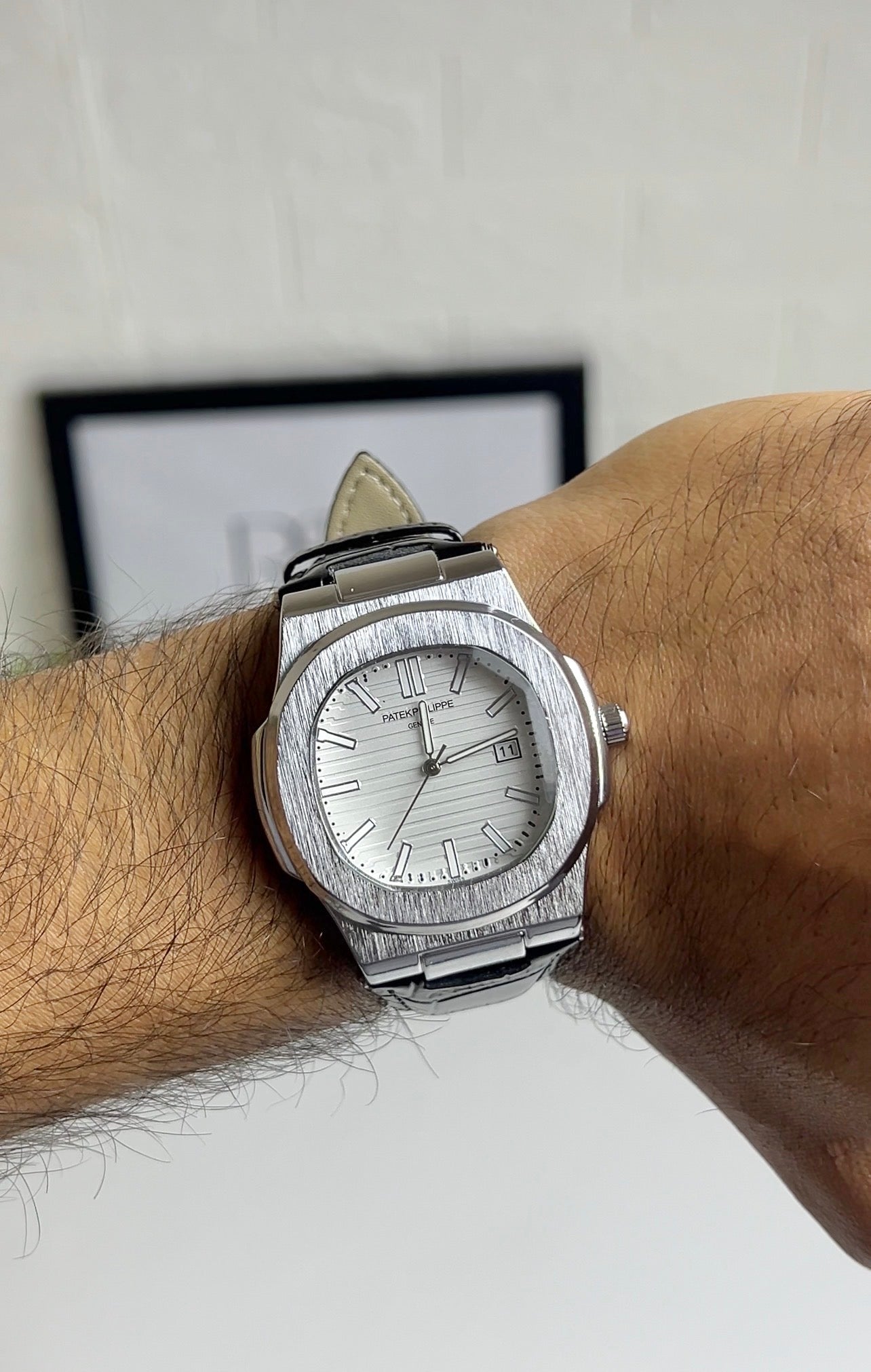 Patek Philippe semi automatic - leather strap Black