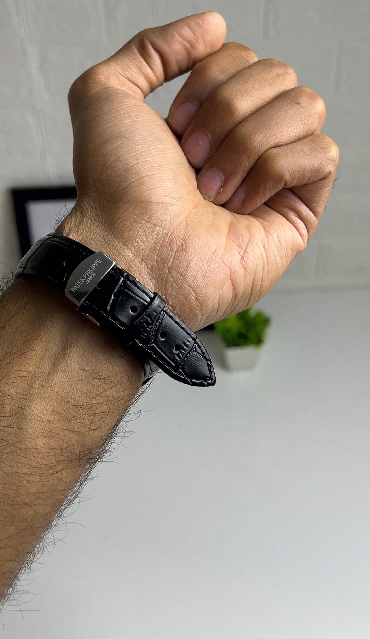 Patek Philippe semi automatic - leather strap Black