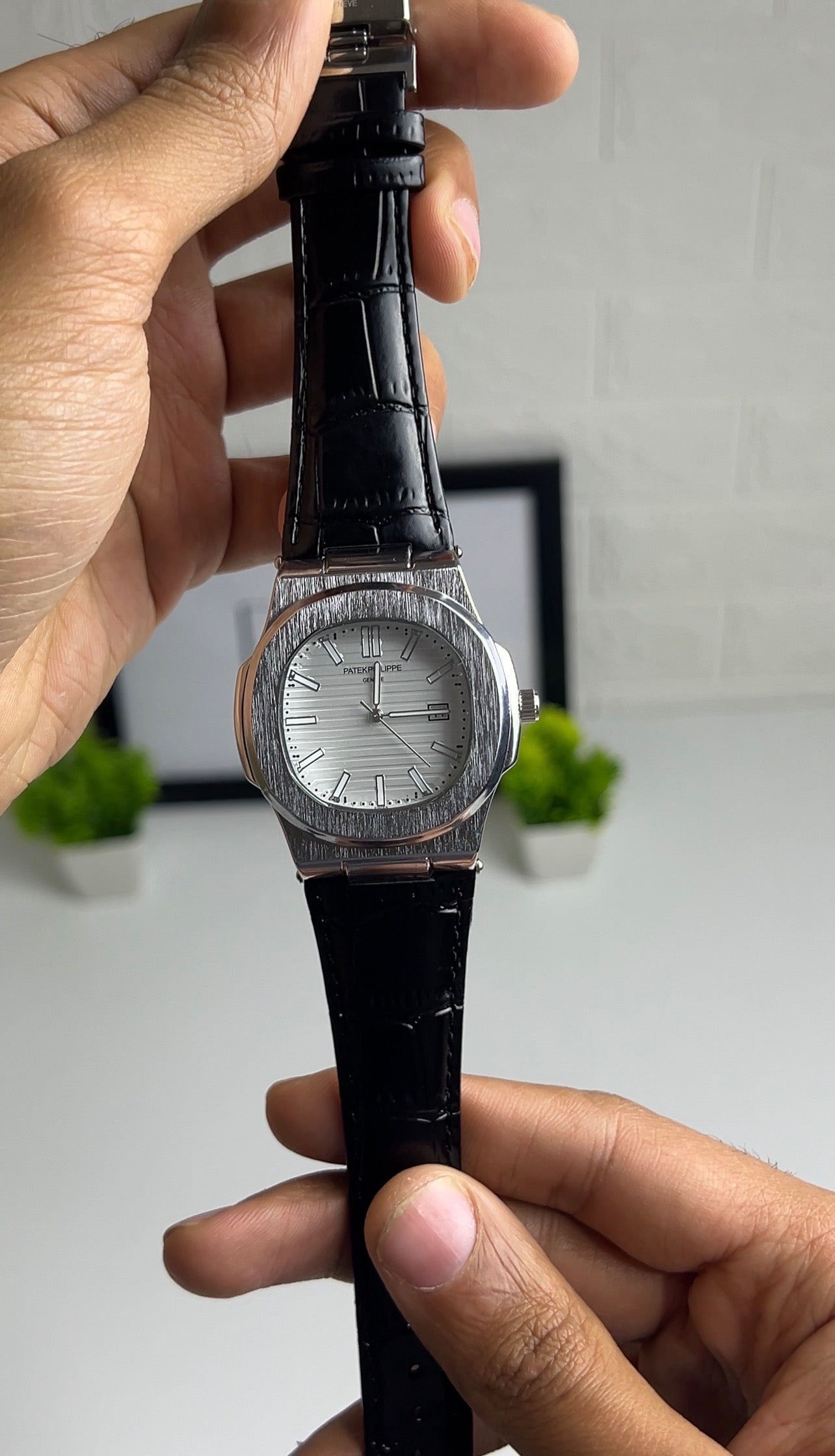 Patek Philippe semi automatic - leather strap Black