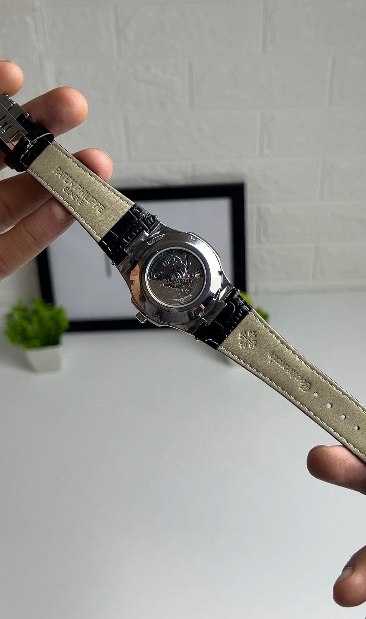 Patek Philippe semi automatic - leather strap Black